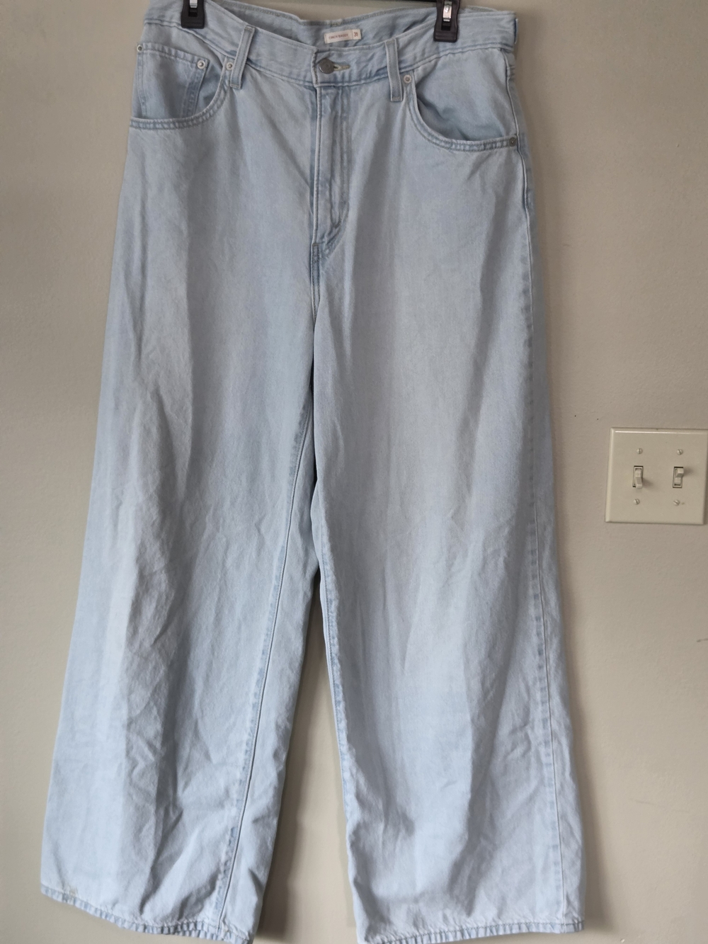 Levi's Womens Light Washed Blue Wide-Leg Cinch Baggy Jeans